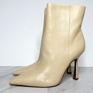 Sam Edelman Ella Pointy Toe Eggshell Leather Bootie 8 1/2 M